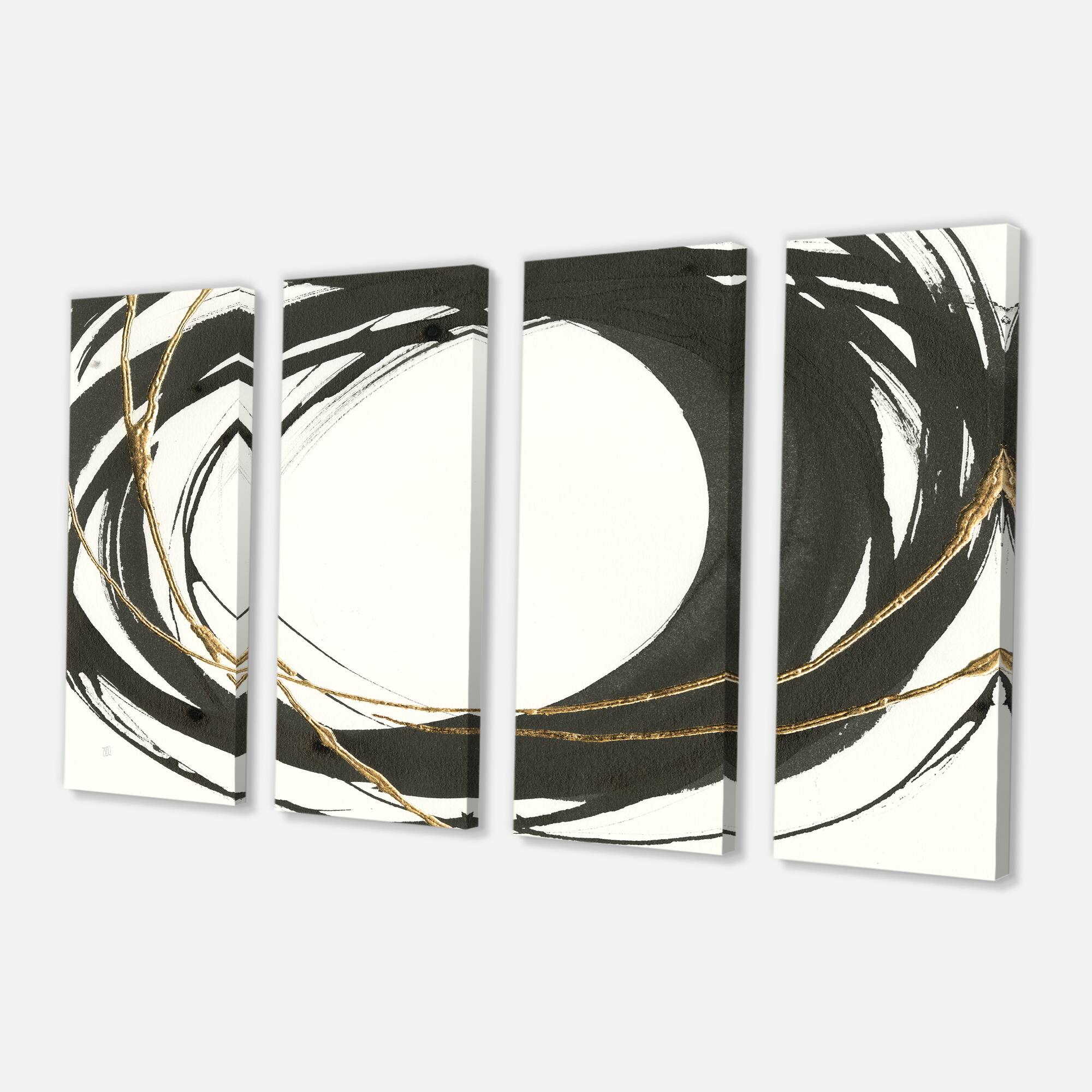Designart - Gold Glamour Circle II - Posh & Luxe Premium Canvas Wall Art